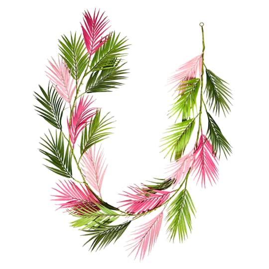 6ft. Pink & Green Areca Palm Garland by Ashland®